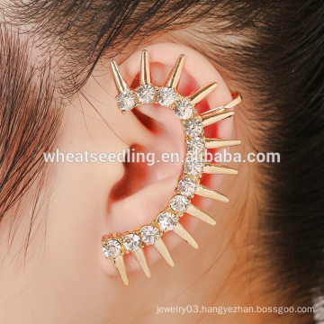 latest design shiny elegant alloy rhinestone wrap clip on earrings
